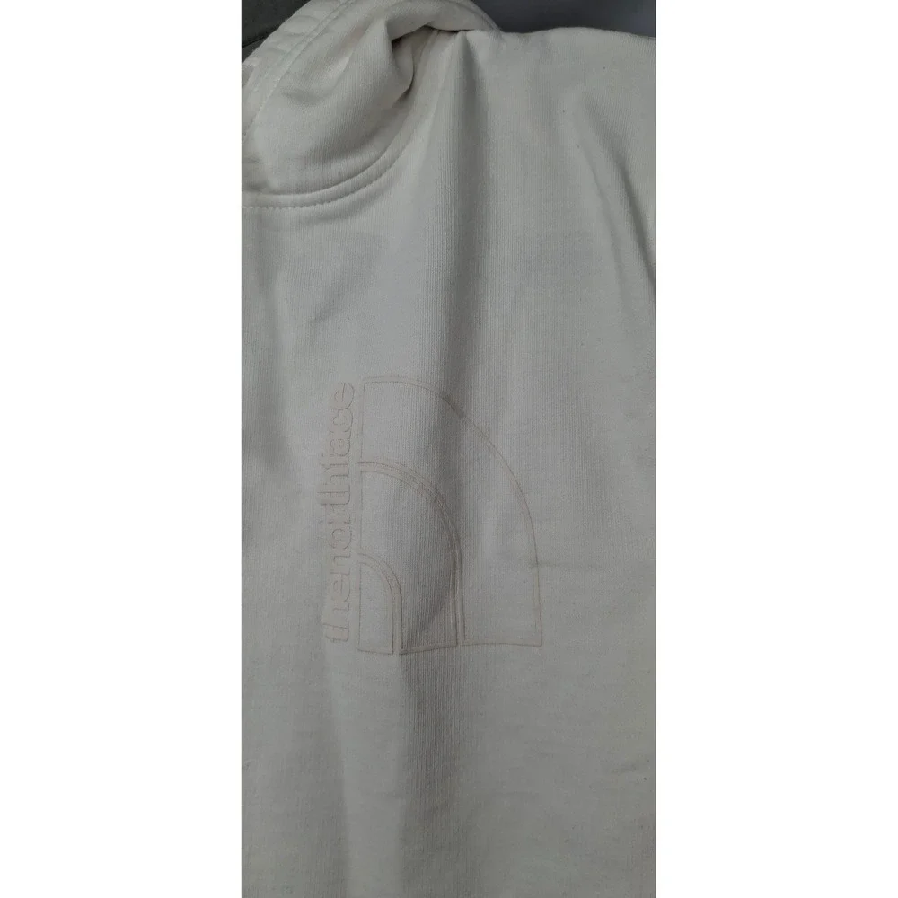 The North Face Mens Cream Off White Embroidered Logo Hoodie Pullover NF0A7UNW M